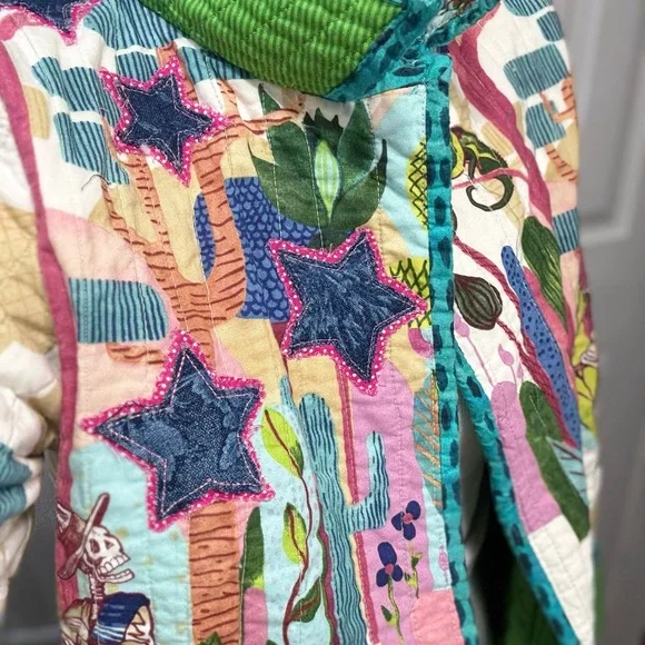 Colorful Quilted Jacket with Unique Print - Picture 8 of 11